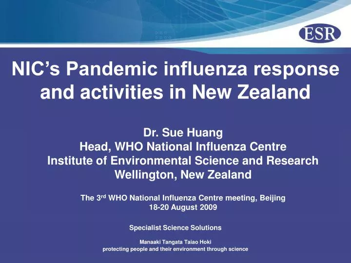 nic s pandemic influenza response and activities in new zealand