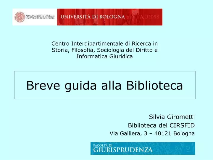 breve guida alla biblioteca