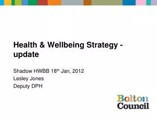 Health &amp; Wellbeing Strategy - update