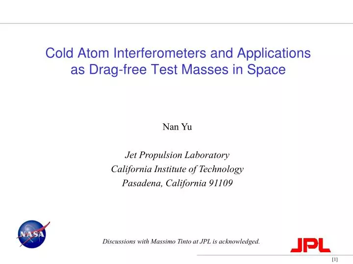 cold atom interferometers and applications as drag free test masses in space