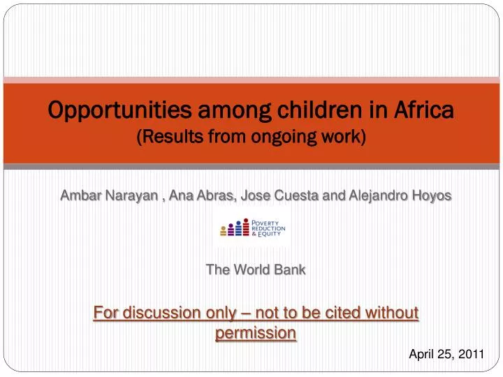 opportunities among children in africa results from ongoing work