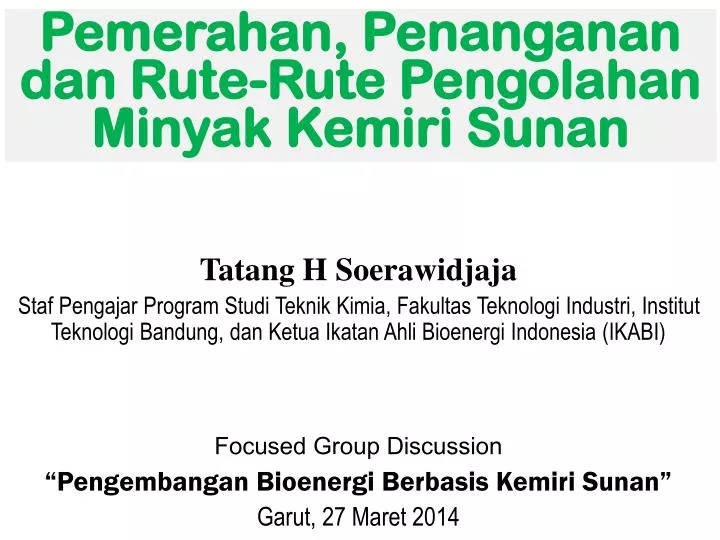 pemerahan penanganan dan rute rute pengolahan minyak kemiri sunan