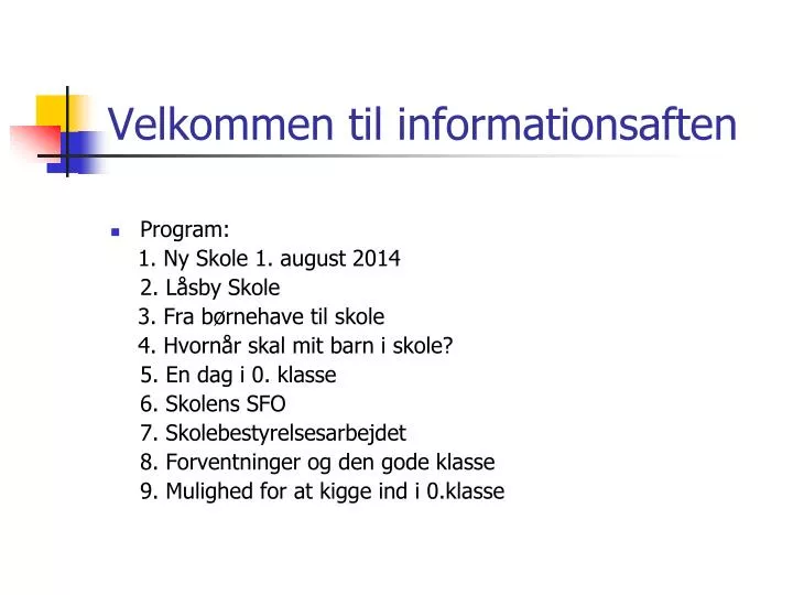 velkommen til informationsaften