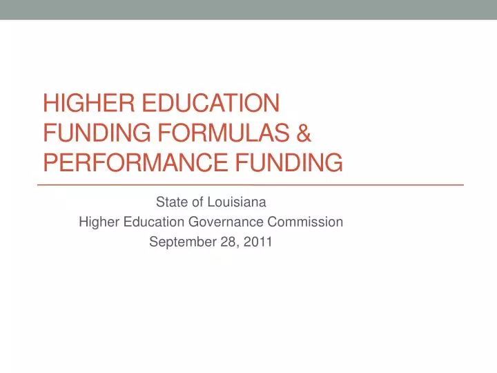 higher education funding formulas performance funding