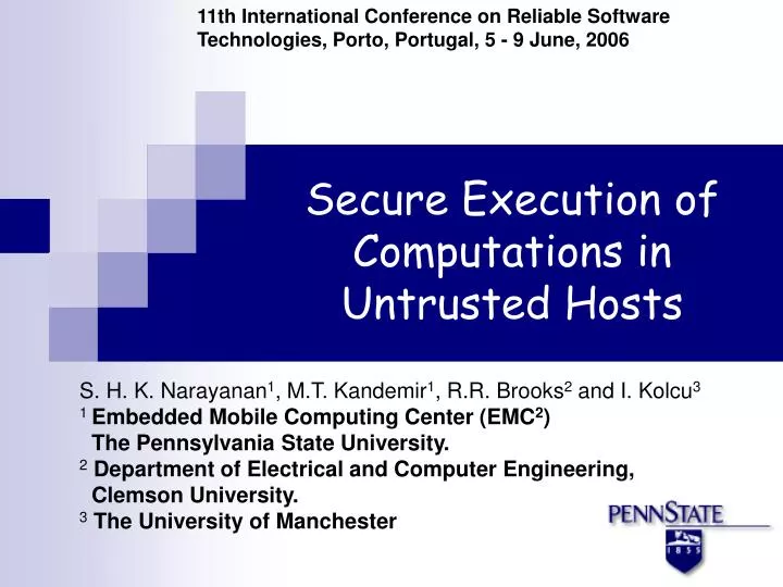 secure execution of computations in untrusted hosts