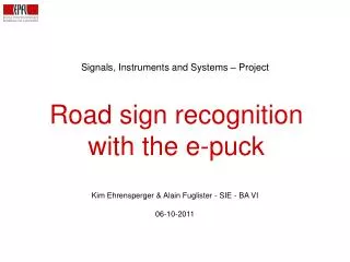 road sign recognition with the e puck