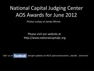 National Capital Judging Center AOS Awards for June 2012
