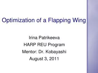 Optimization of a Flapping Wing