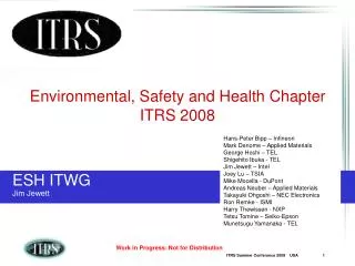 Environmental, Safety and Health Chapter ITRS 2008