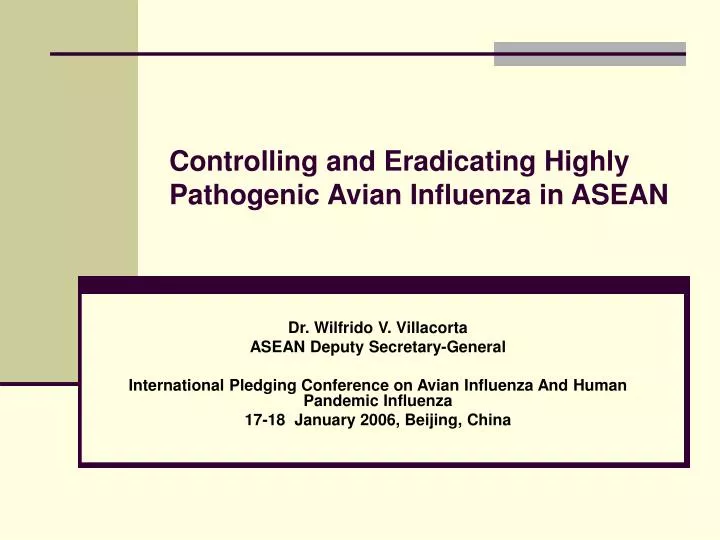 controlling and eradicating highly pathogenic avian influenza in asean