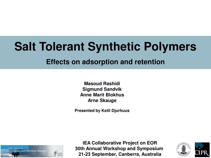 salt tolerant synthetic polymers effects on adsorption and retention