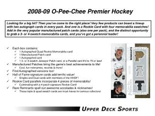 2008-09 O-Pee-Chee Premier Hockey