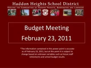 Budget Meeting February 23, 2011
