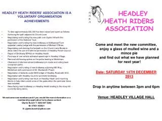 HEADLEY HEATH RIDERS ASSOCIATION