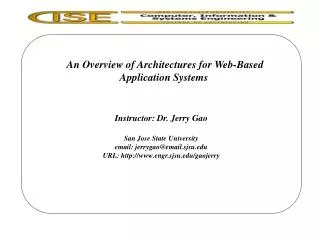 An Overview of Architectures for Web-Based Application Systems