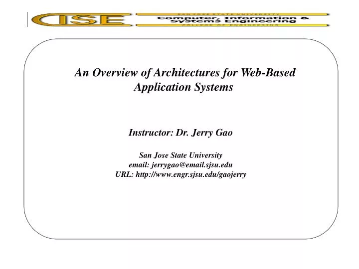 an overview of architectures for web based application systems