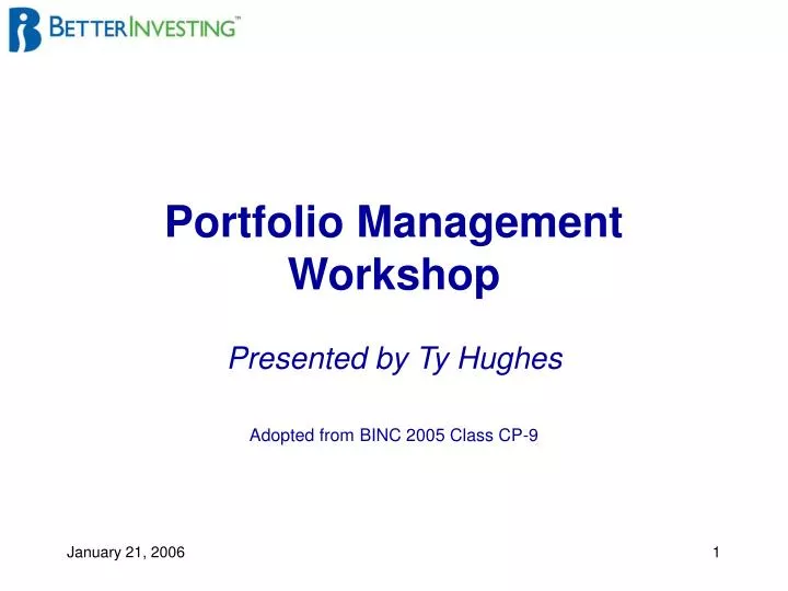 portfolio management workshop
