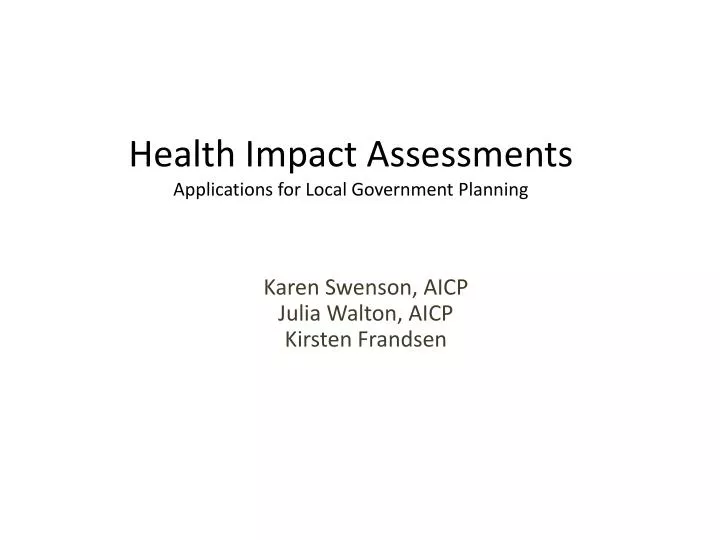 health impact assessments applications for local government planning