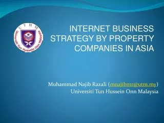 Muhammad Najib Razali ( mnajibmr@utm.my ) Universiti Tun Hussein Onn Malaysia