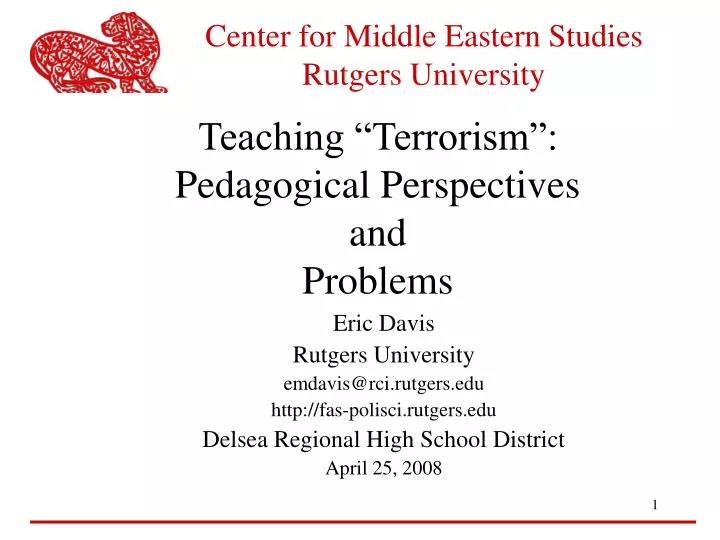 teaching terrorism pedagogical perspectives and problems