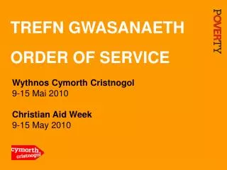 trefn gwasanaeth order of service