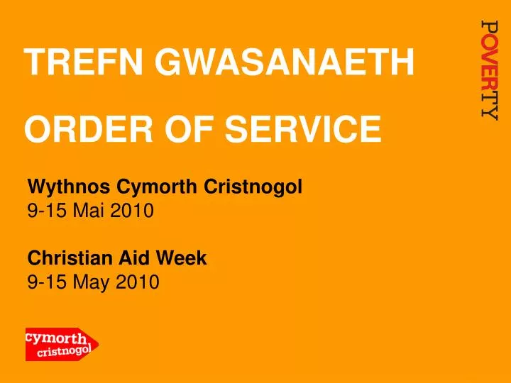 trefn gwasanaeth order of service