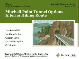 Mitchell Point Tunnel Options -Interim Hiking Route