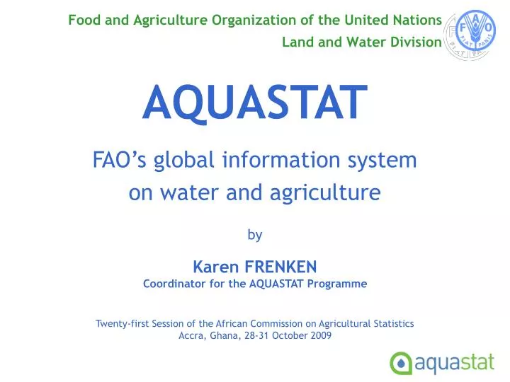 food and agriculture organization of the united nations land and water division