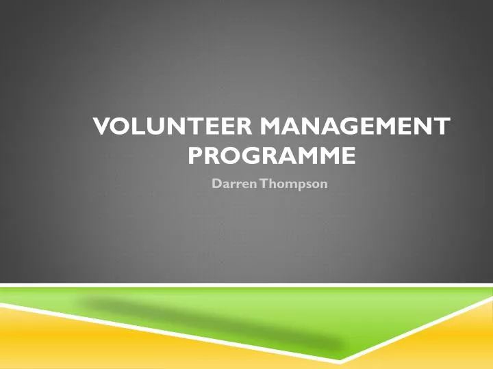 volunteer management programme