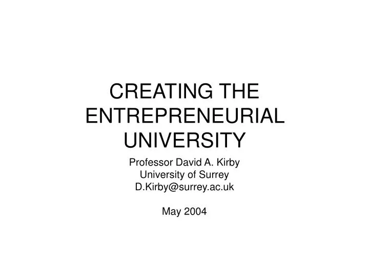 creating the entrepreneurial university