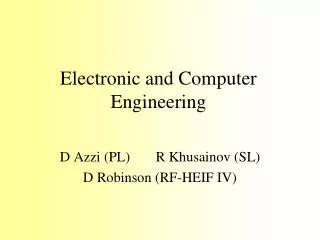 Electronic and Computer Engineering