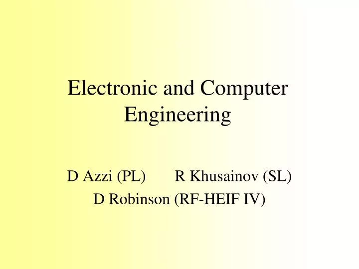 electronic and computer engineering