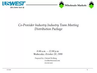 Co-Provider Industry Industry Team Meeting Distribution Package
