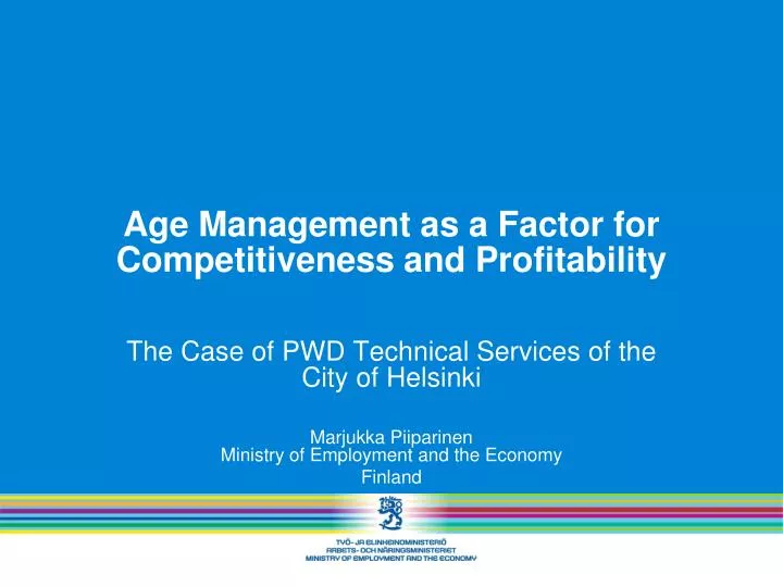 age management as a factor for competitiveness and profitability