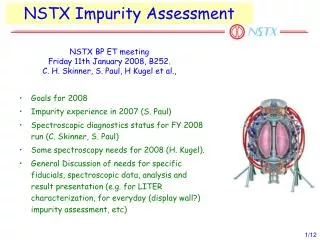 NSTX Impurity Assessment