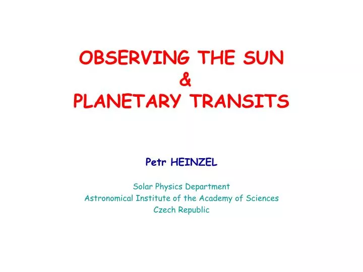 observing the sun planetary transits