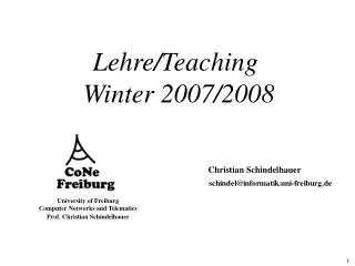Lehre/Teaching Winter 2007/2008
