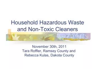 Household Hazardous Waste and Non-Toxic Cleaners