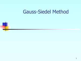 Gauss-Siedel Method
