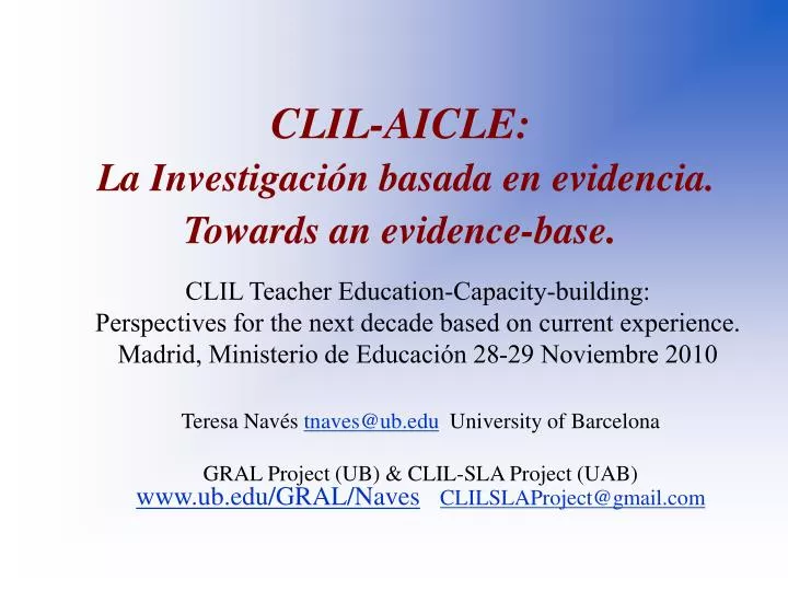 clil aicle la investigaci n basada en evidencia towards an evidence base