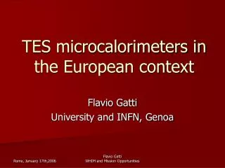 TES microcalorimeters in the European context