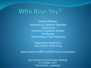 Who Buys Sky? :