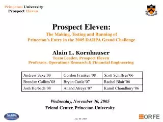 Wednesday, November 30, 2005 Friend Center, Princeton University
