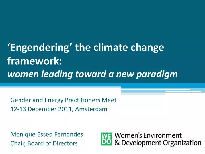 engendering the climate change framework women leading toward a new paradigm