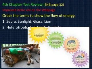4th Chapter Test Review ( SNB page 32) Improved items are on the Webpage