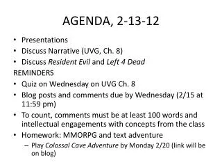 AGENDA, 2-13-12