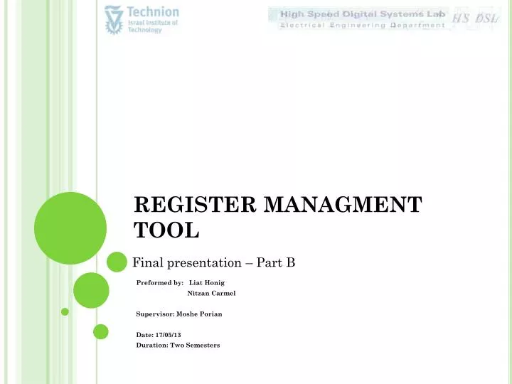 register managment tool