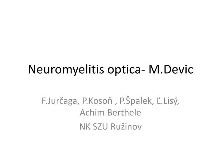 neuromyelitis optica m devic