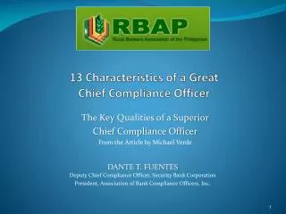 13 Characteristics of a Great Chief Compliance Officer