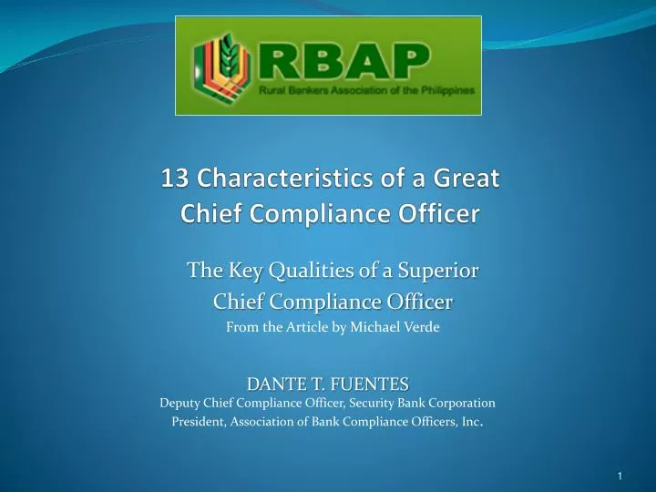 13 characteristics of a great chief compliance officer